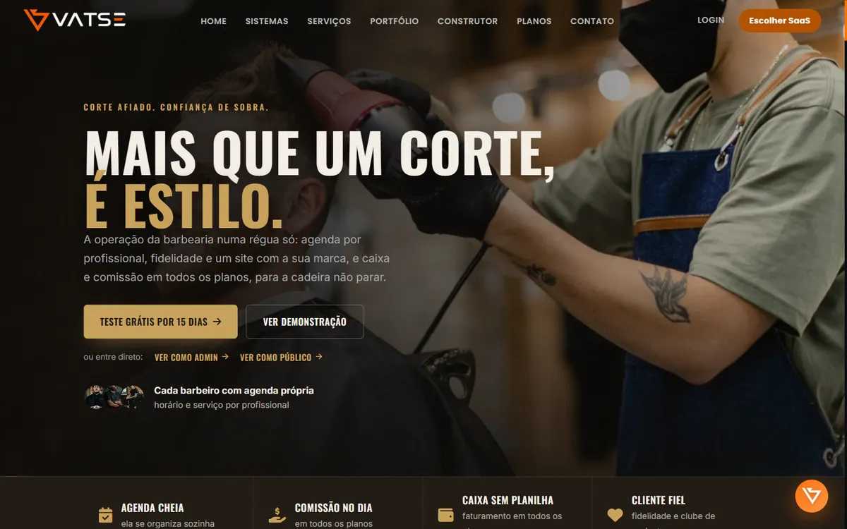 Página do Vatse Barbearia