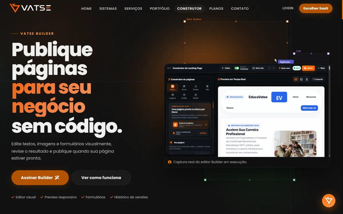 Página do Vatse Builder