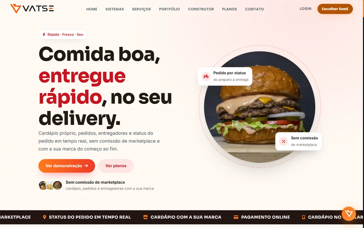 Página do Vatse Delivery