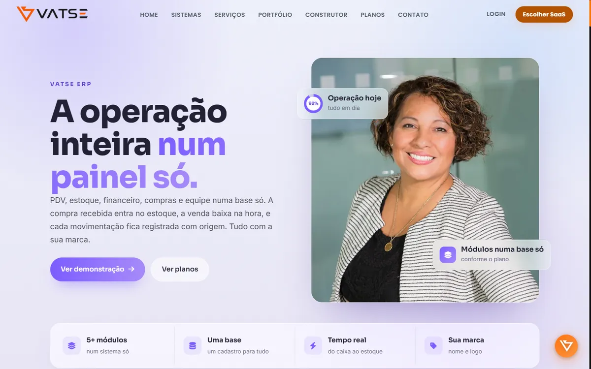 Página do Vatse ERP