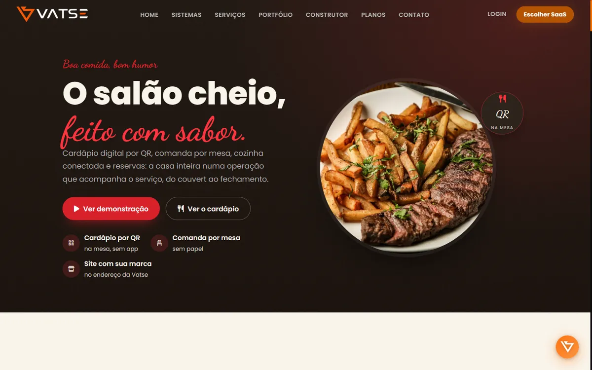Página do Vatse Restaurante