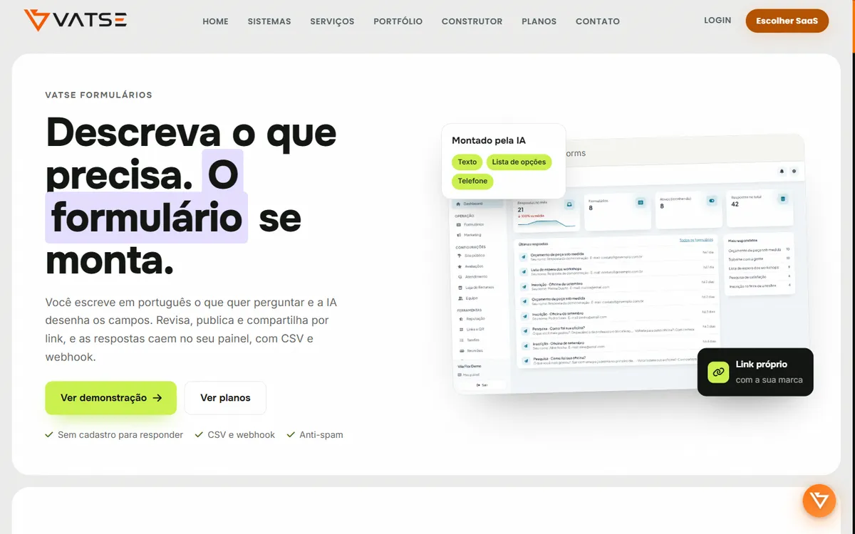 Página do Vatse Formulários