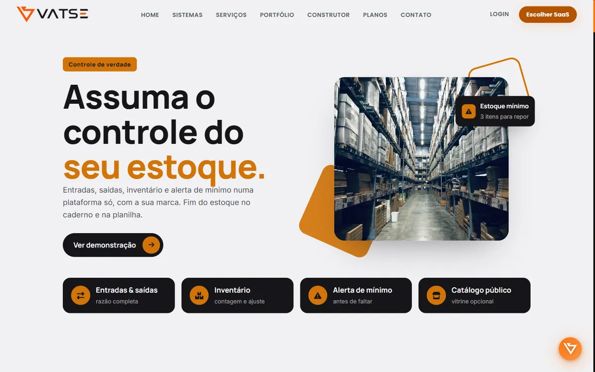 Página do Vatse Estoque