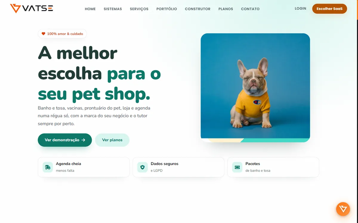 Página do Vatse Pet