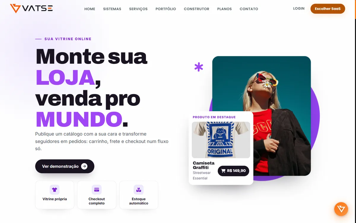 Página do Vatse Loja Online