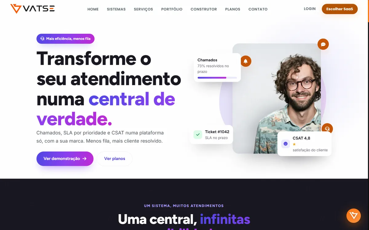 Página do Vatse Suporte
