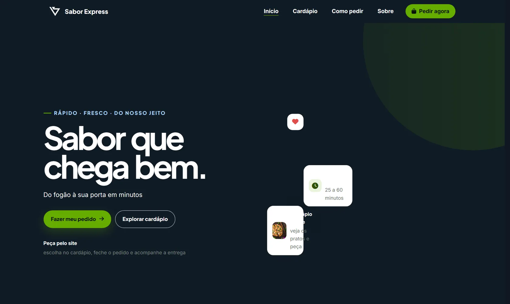 Site público do Vatse Delivery no computador