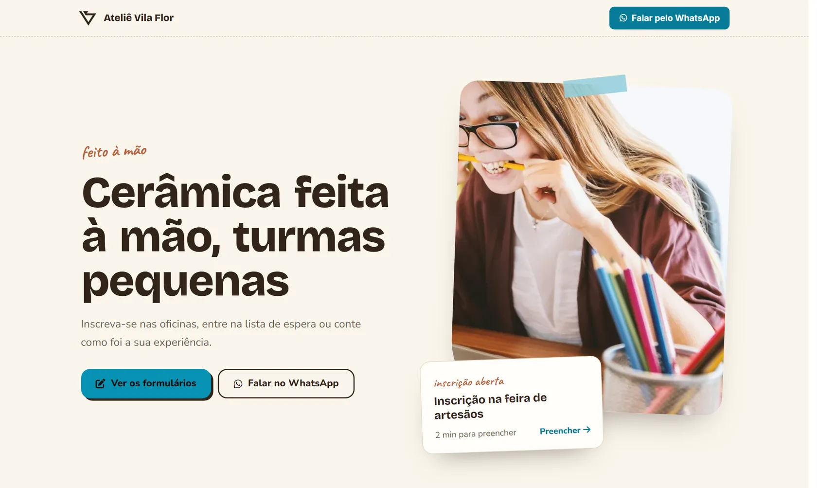 Site público do Vatse Formulários no computador