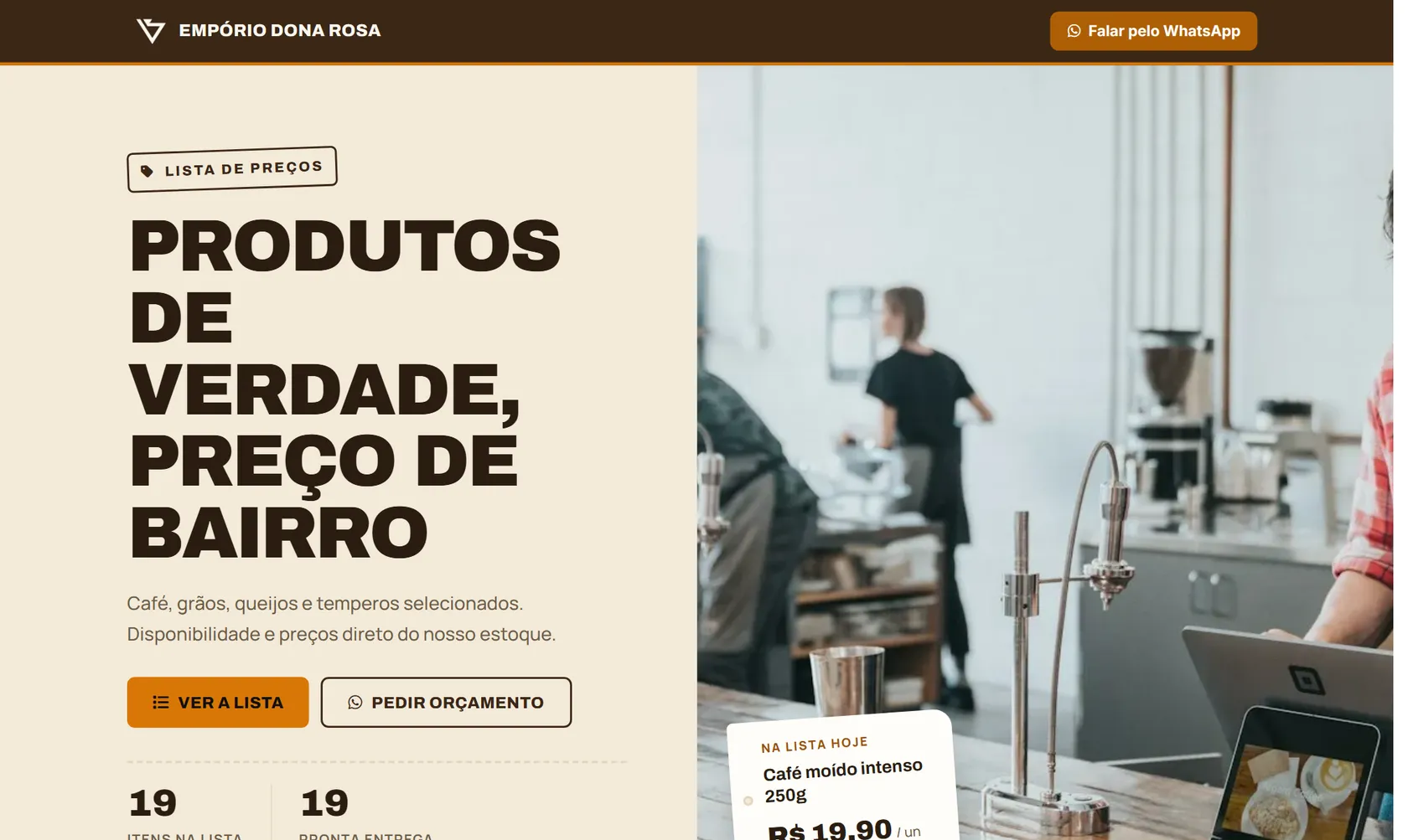 Site público do Vatse Estoque no computador