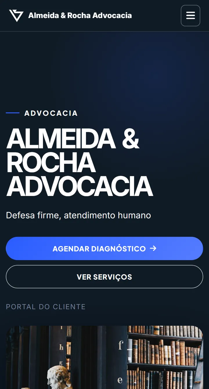 Site público do Vatse Escritório no celular