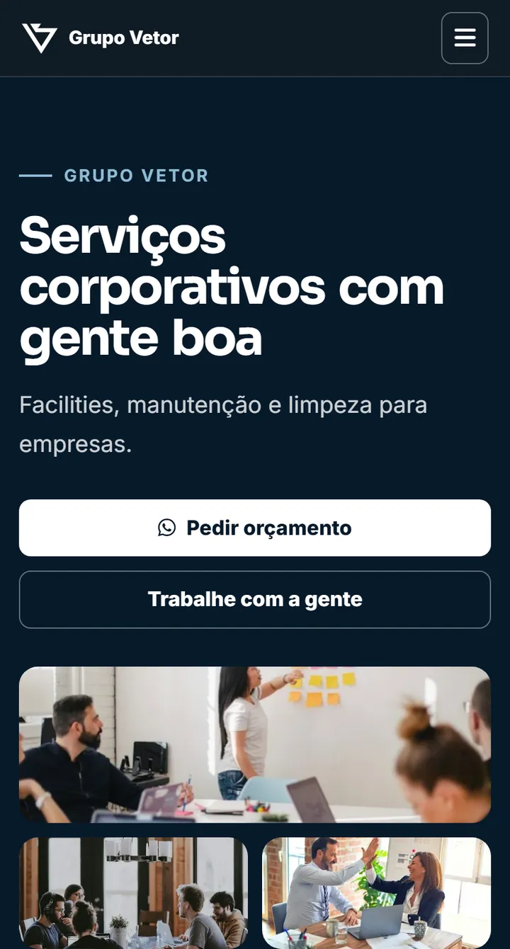Site público do Vatse Equipe no celular