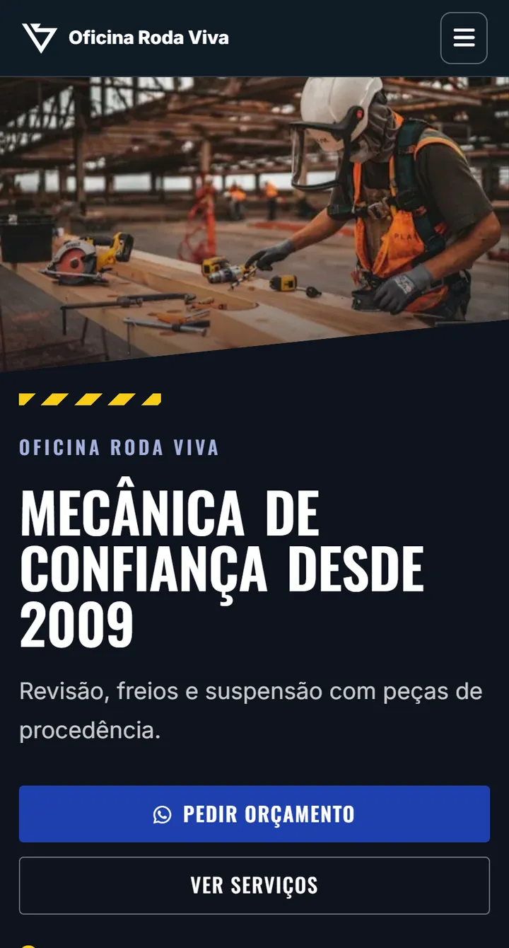 Site público do Vatse Compras no celular