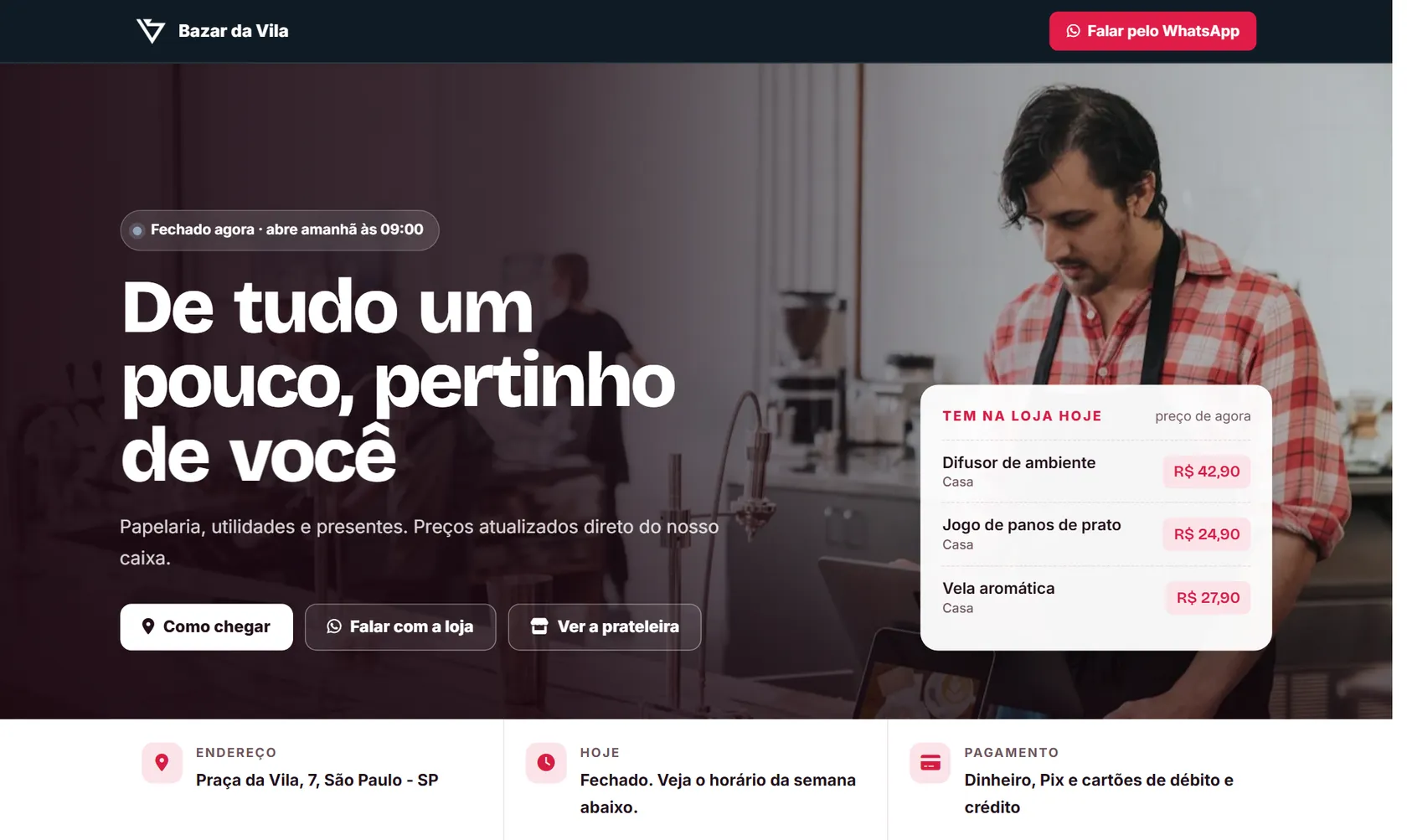 Site público do Vatse PDV no computador