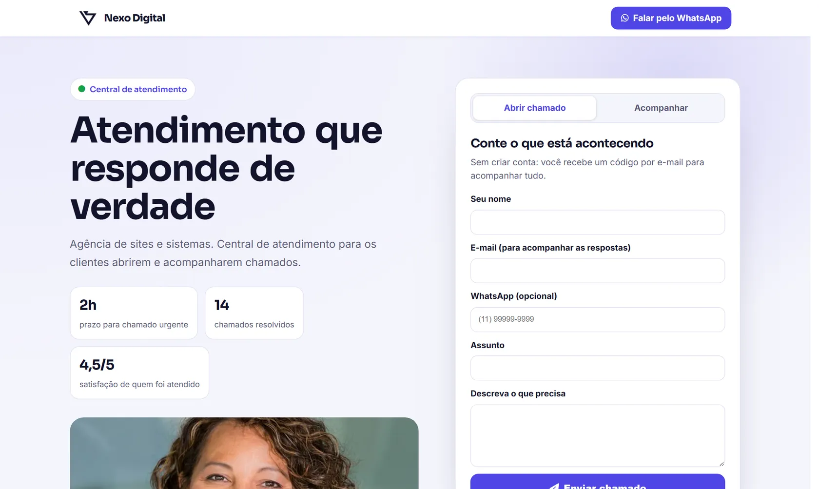Site público do Vatse Suporte no computador