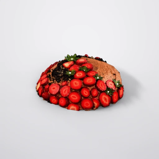 Modelo 3D: Bolo de chocolate com morango